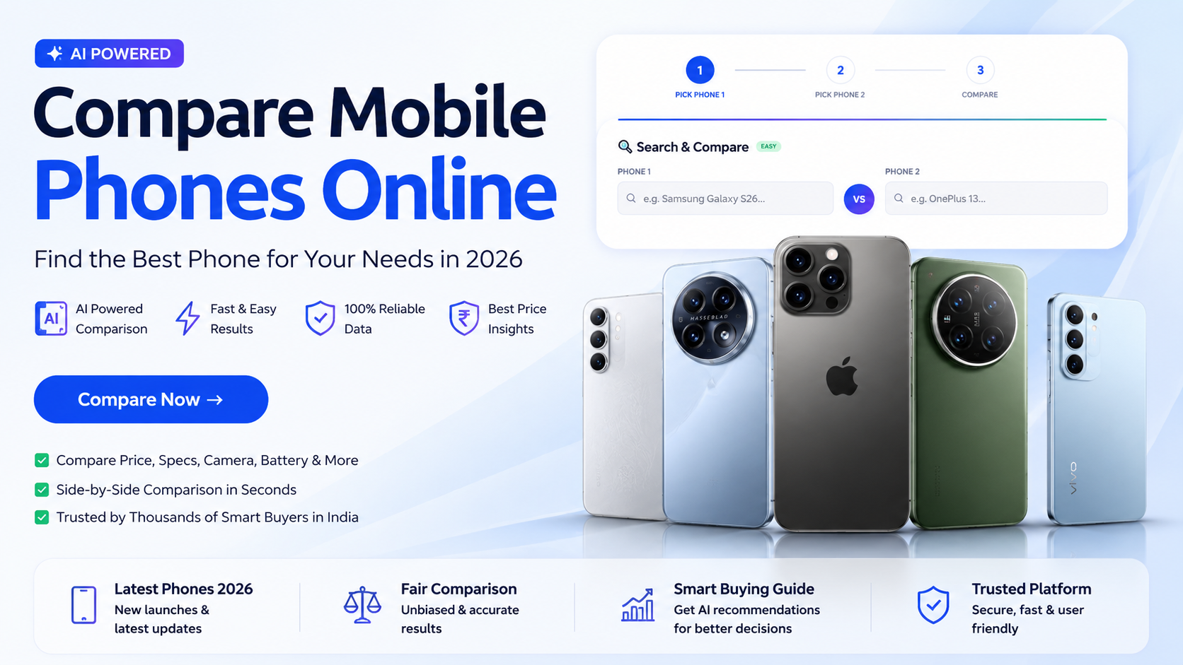 Compare Mobile Phones Online – AI-Powered Phone Comparison Tool in India