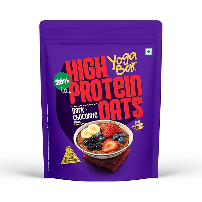 Dark Chocolate - Breakfast Cereal with Wholegrains, 26% Protein & No added sugar - Oats High Protein for Gym - Premium Protein Blend